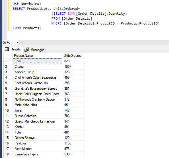 subquery used for data in a new column