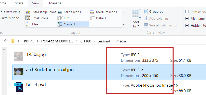 content window size