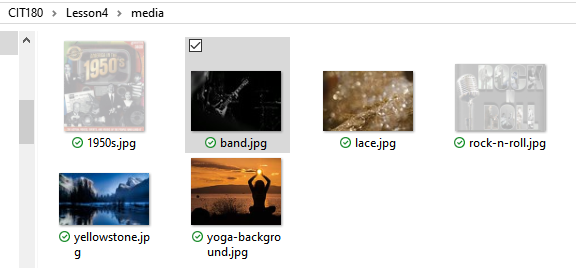 lesson4 media folder showing files