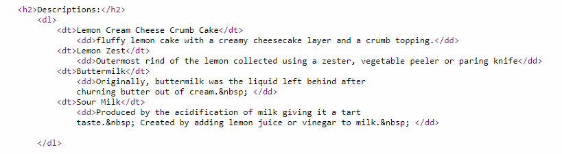 description list code
