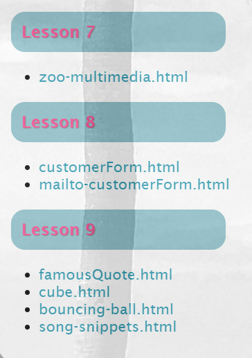 lesson links