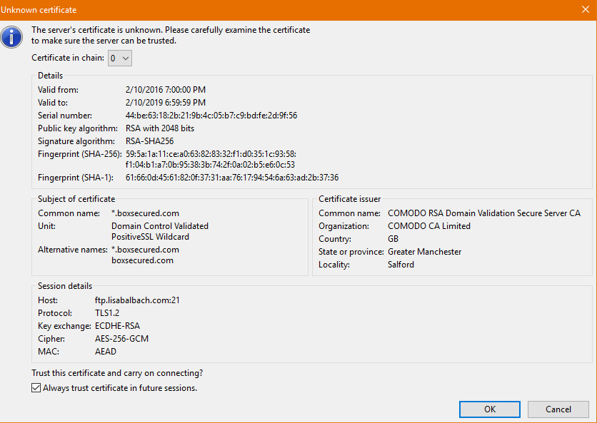 unknown certificate message