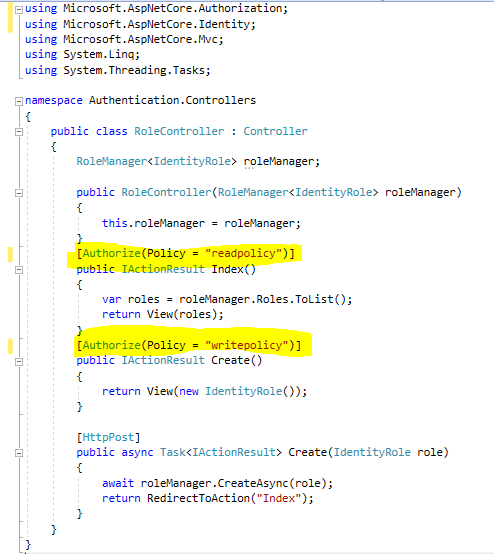 Registration, Authentication and Authorization in MVC Core