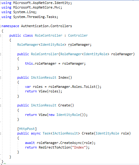 Registration, Authentication and Authorization in MVC Core