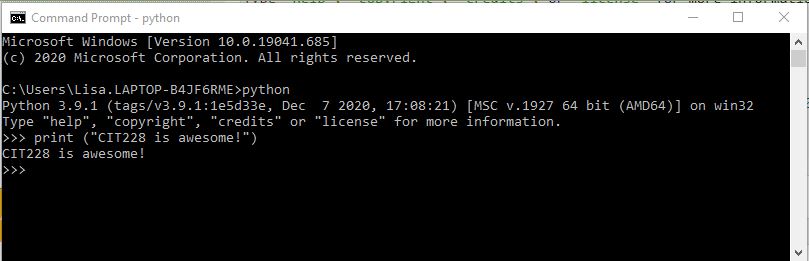 example of interactive mode