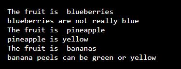 sample output for fav_fruits.py
